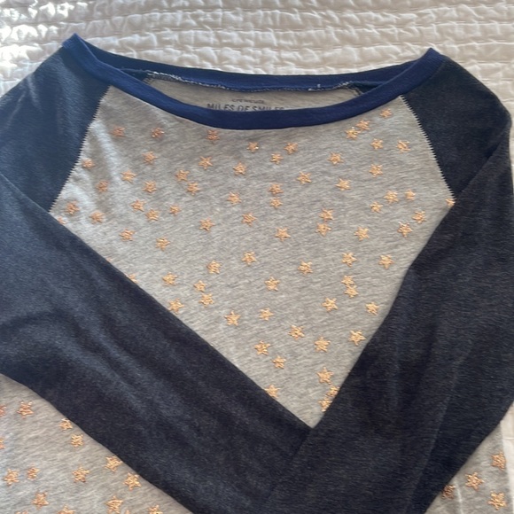 Crewcuts stars tee navy trim grey sleeves and bronze glitter stars size 12 years - Picture 6 of 9